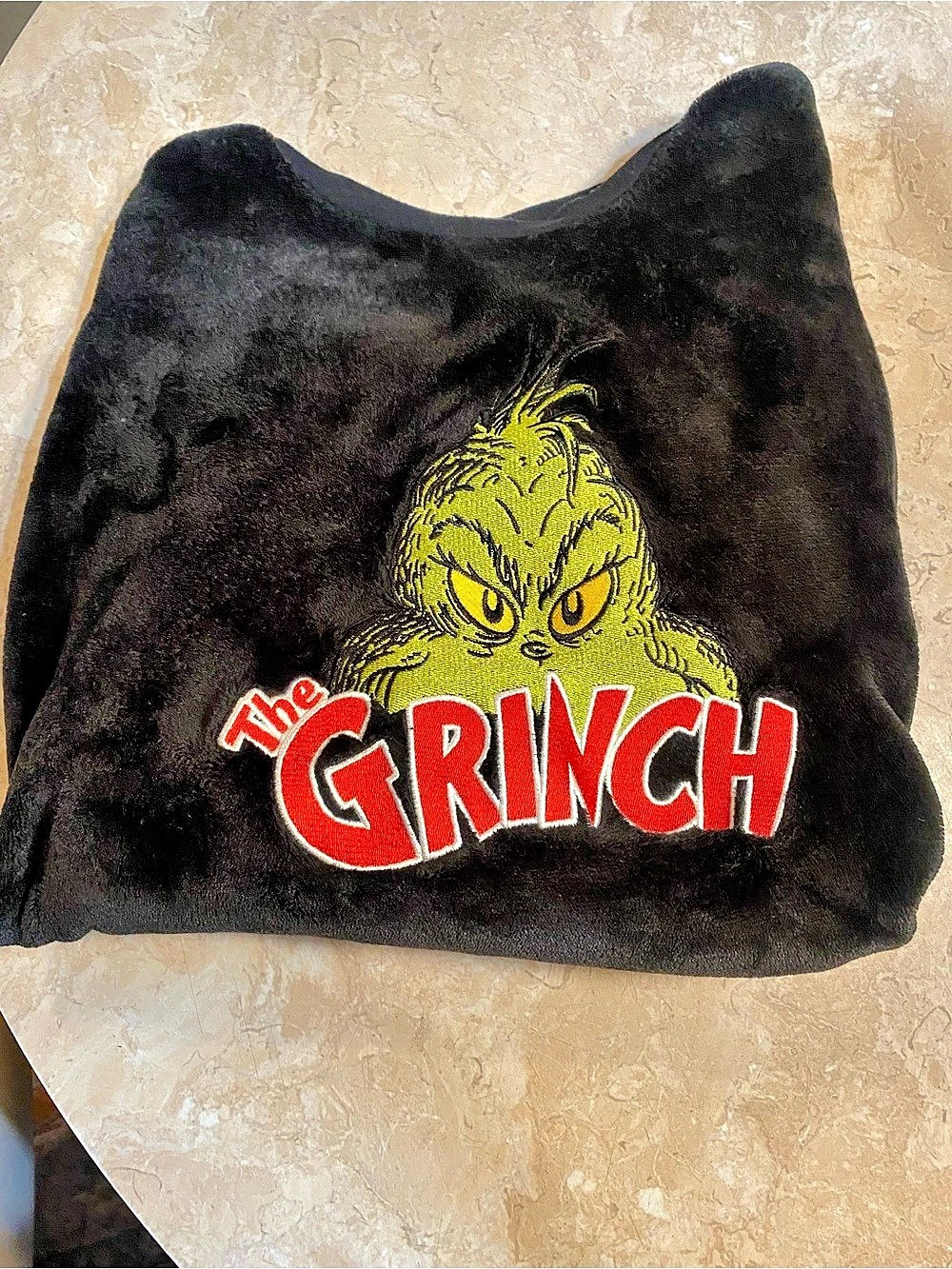Dr. Seuss The Grinch Black Plush Hat Size XL Like New